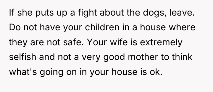 If she puts up a fight about the dogs, leave....