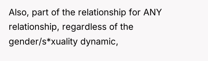 Also, part of the relationship for ANY relationship, regardless of...