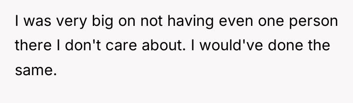 I was very big on not having even one person...