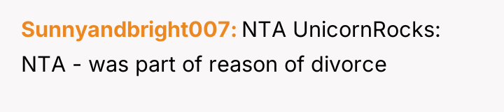 Sunnyandbright007 NTA UnicornRocks: NTA - was part of reason of...