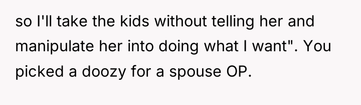so I'll take the kids without telling her and manipulate...