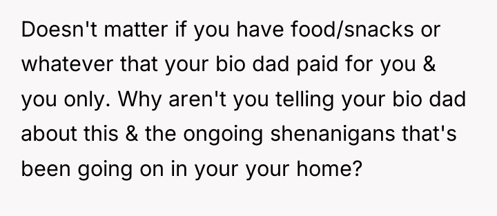 Doesn't matter if you have food/snacks or whatever that your...