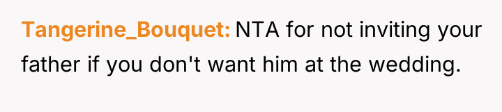 Tangerine_Bouquet NTA for not inviting your father if you don't...