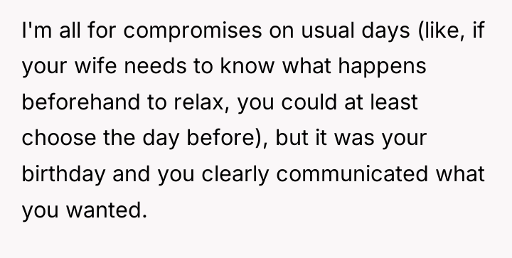 I'm all for compromises on usual days (like, if your...
