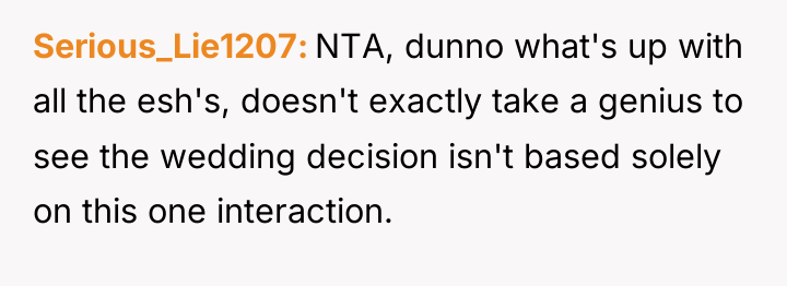 Serious_Lie1207 NTA, dunno what's up with all the esh's, doesn't...