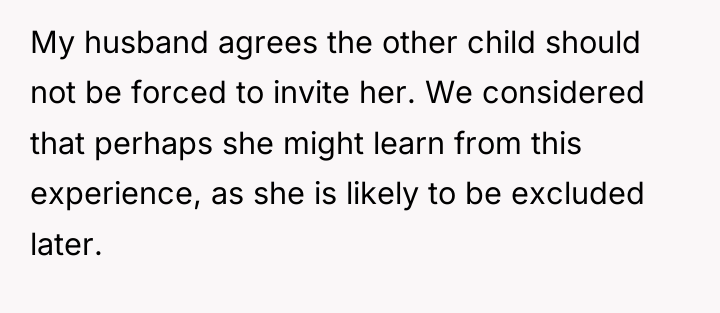 My husband agrees the other child should not be forced...