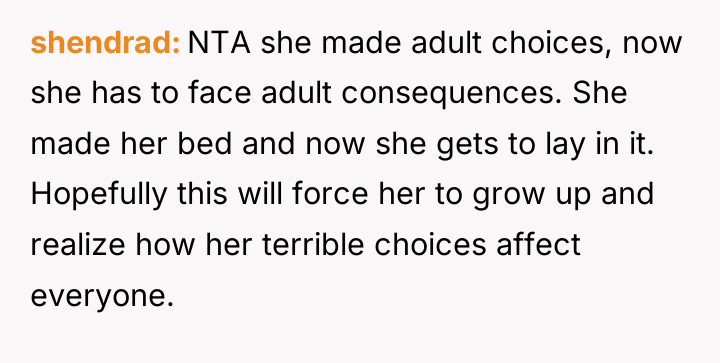 shendrad NTA she made adult choices, now she has to...