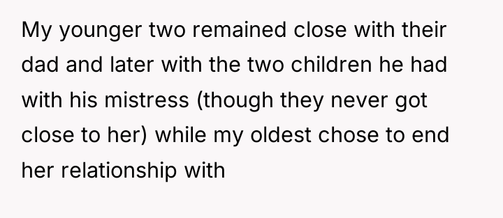 My younger two remained close with their dad and later...