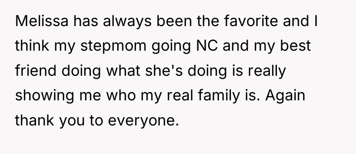 Melissa has always been the favorite and I think my...