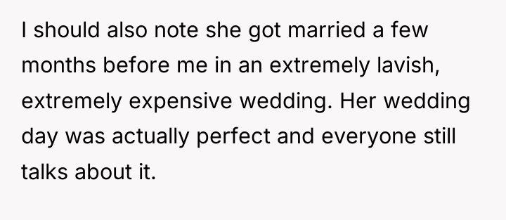I should also note she got married a few months...