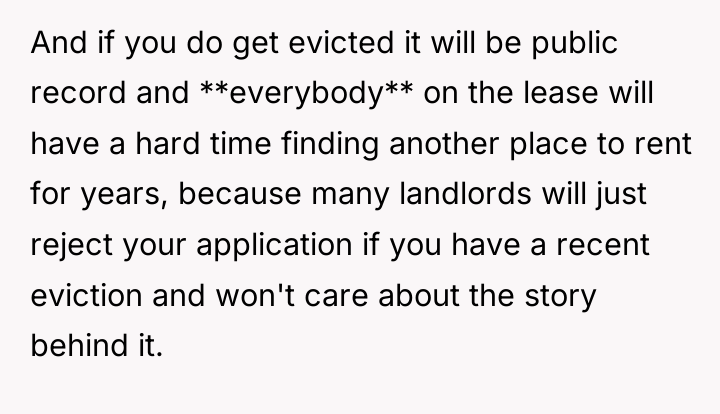And if you do get evicted it will be public...
