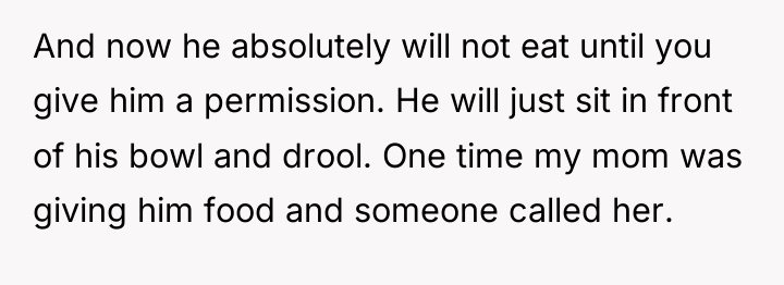 And now he absolutely will not eat until you give...