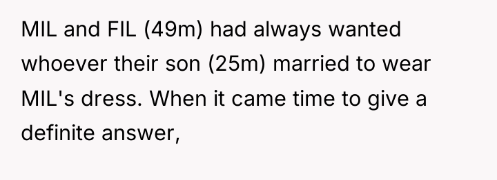 MIL and FIL (49m) had always wanted whoever their son...