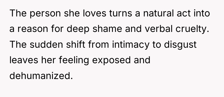 The person she loves turns a natural act into a...
