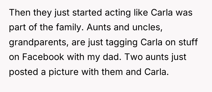 Then they just started acting like Carla was part of...