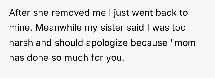 After she removed me I just went back to mine....