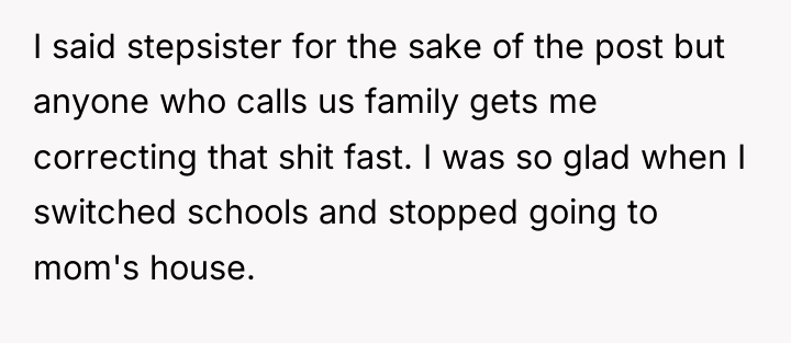 I said stepsister for the sake of the post but...
