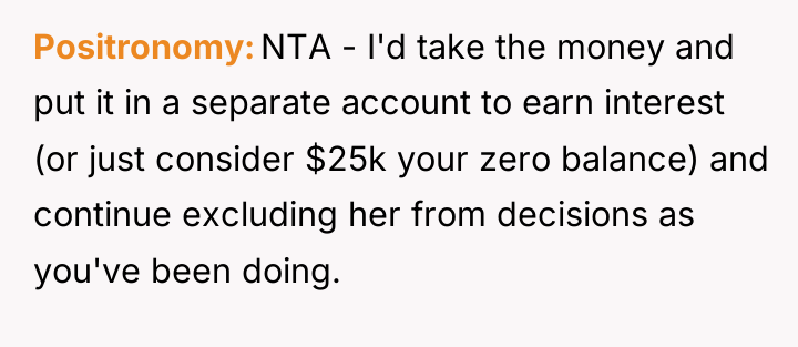 Positronomy NTA - I'd take the money and put it...
