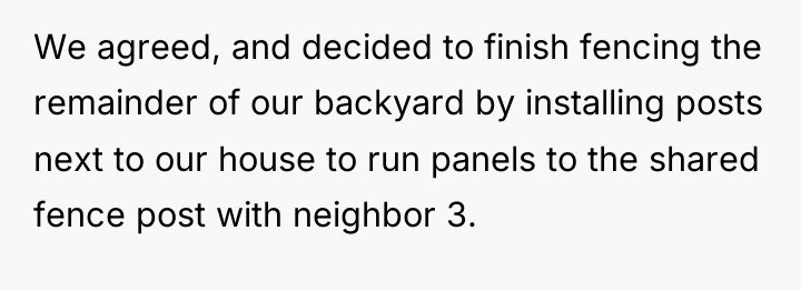 We agreed, and decided to finish fencing the remainder of...