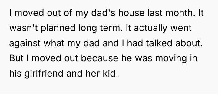 I moved out of my dad's house last month. It...