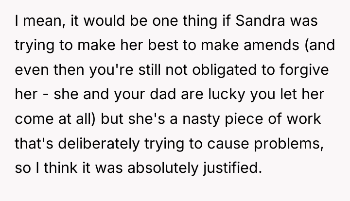 I mean, it would be one thing if Sandra was...