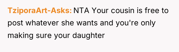 TziporaArt-Asks NTA Your cousin is free to post whatever she...
