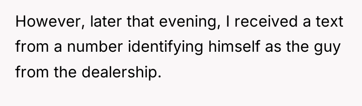 However, later that evening, I received a text from a...