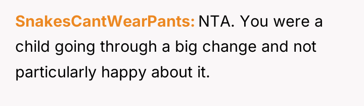 SnakesCantWearPants NTA. You were a child going through a big...