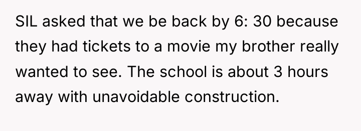 SIL asked that we be back by 6: 30 because...