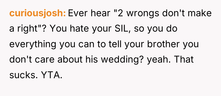 curiousjosh Ever hear "2 wrongs don't make a right"? You...