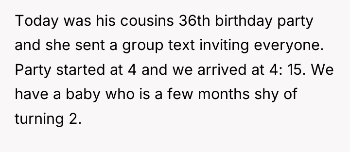 Today was his cousins 36th birthday party and she sent...