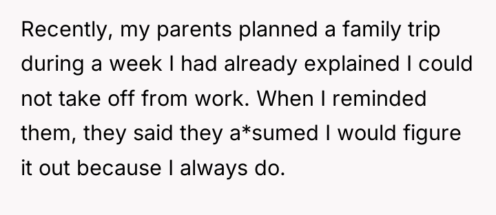 Recently, my parents planned a family trip during a week...