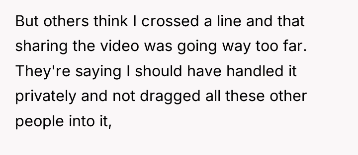But others think I crossed a line and that sharing...