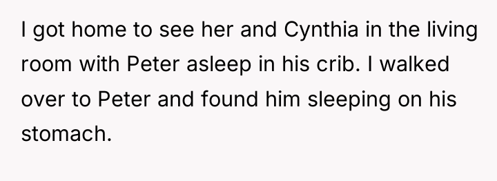 I got home to see her and Cynthia in the...