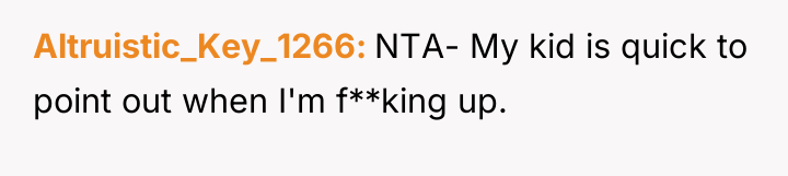 Altruistic_Key_1266 NTA- My kid is quick to point out when...