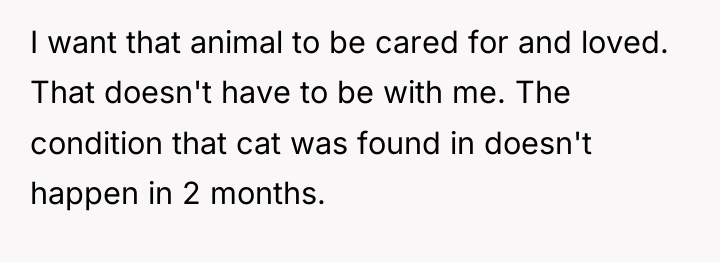I want that animal to be cared for and loved....