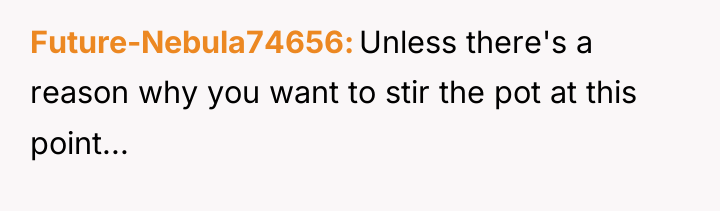 Future-Nebula74656 Unless there's a reason why you want to stir...