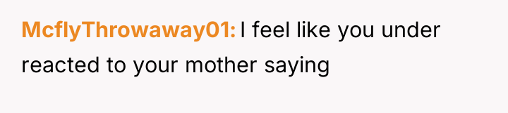 McflyThrowaway01 I feel like you under reacted to your mother...