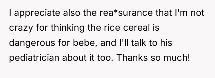 I appreciate also the rea*surance that I'm not crazy for...