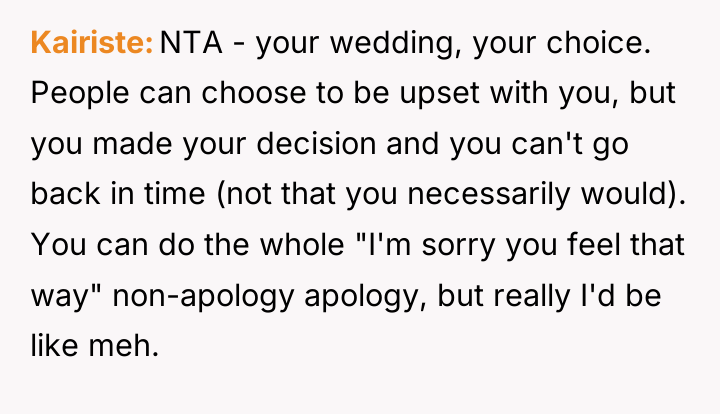 Kairiste NTA - your wedding, your choice. People can choose...