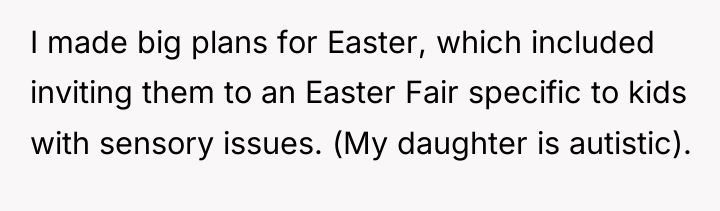 I made big plans for Easter, which included inviting them...