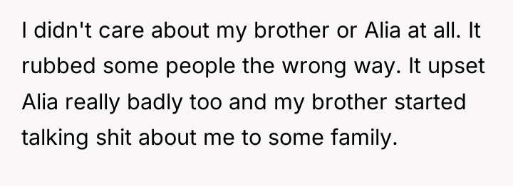 I didn't care about my brother or Alia at all....