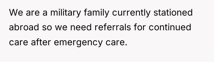 We are a military family currently stationed abroad so we...