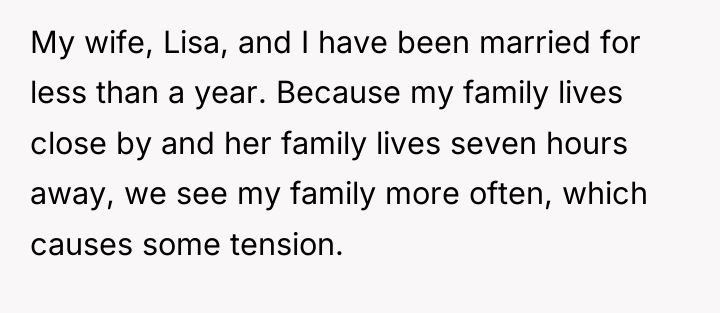 My wife, Lisa, and I have been married for less...