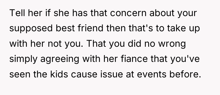 Tell her if she has that concern about your supposed...