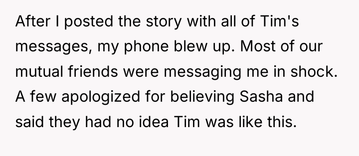 After I posted the story with all of Tim's messages,...