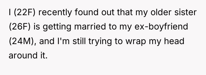 I (22F) recently found out that my older sister (26F)...