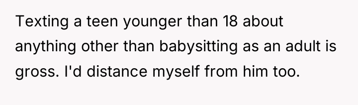 Texting a teen younger than 18 about anything other than...