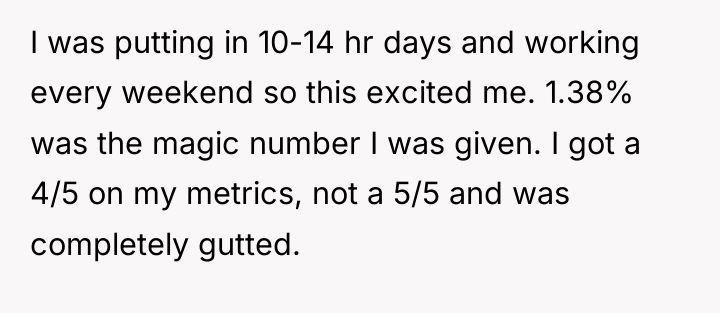 I was putting in 10-14 hr days and working every...