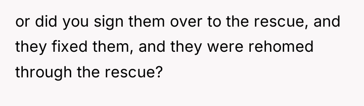 or did you sign them over to the rescue, and...